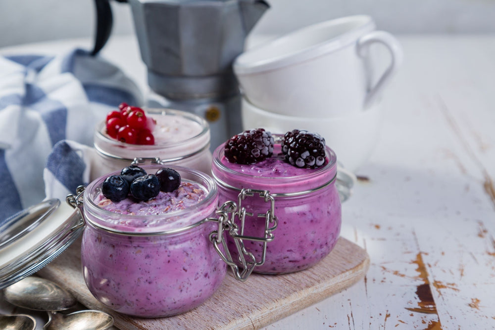 Pink Dragon Fruit with Berries Overnight Oats